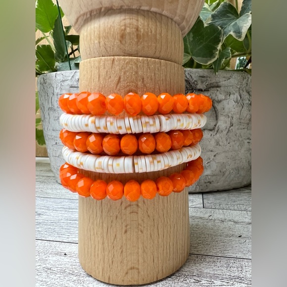 Colorful Boho Chic Stacked Bracelet Set of Ten- Summer Layered Bead Bracelets Se - Picture 3 of 13